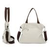 Canvas Bag Large Capacity Reusable Prevent Deformation Cloth Shopping Bag Creamy White