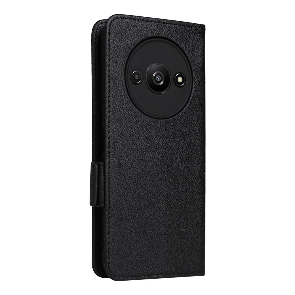 For Xiaomi Redmi A3 4G/Poco C61 4G Case with Wrist Strap Litchi Texture PU Leather Wallet Phone Cover