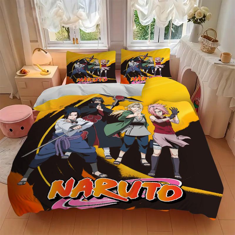 Naruto Team Seven Adventure Print 3Pcs Bedding Setduvet Cover With 2 Bedropillowcase Home Birthday Gift