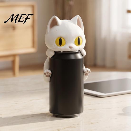 Funny Desktop Ornament 3D Printed Bat Can Holder, Cartoon Vampire Cat Stand Soda Holder for Standard Cans, Halloween Decor, Novelty Party Gift Drink