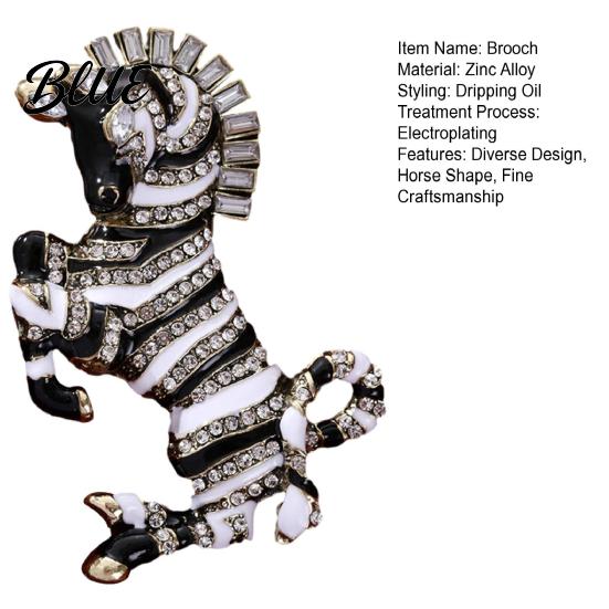 Rainbow Horse Pin Brooch Horse-Themed Zine Alloy with Inlaid Crystals