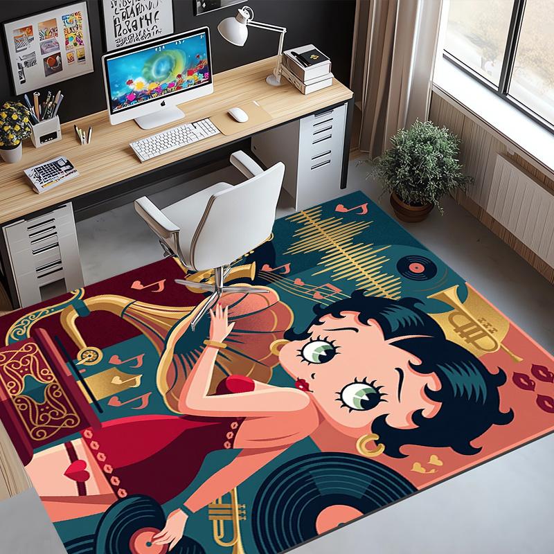 Betty Boop Pattern Rug, Indoor/Outdoor Mat, for Picnic, Gameroom, Bedroom, Office, Living Room, Home Decor Carpet, Birthday Gift