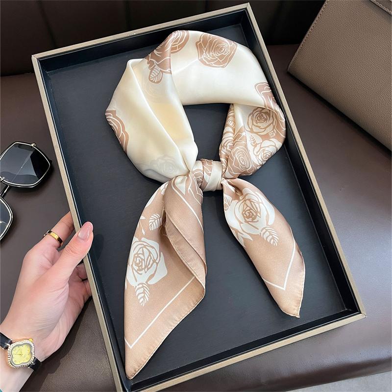 Luxury Horse Print Female Silk Neck Scarf Square Hair Scarves Foulard Head Band Shawls Wraps Neckerchief Bandana Women