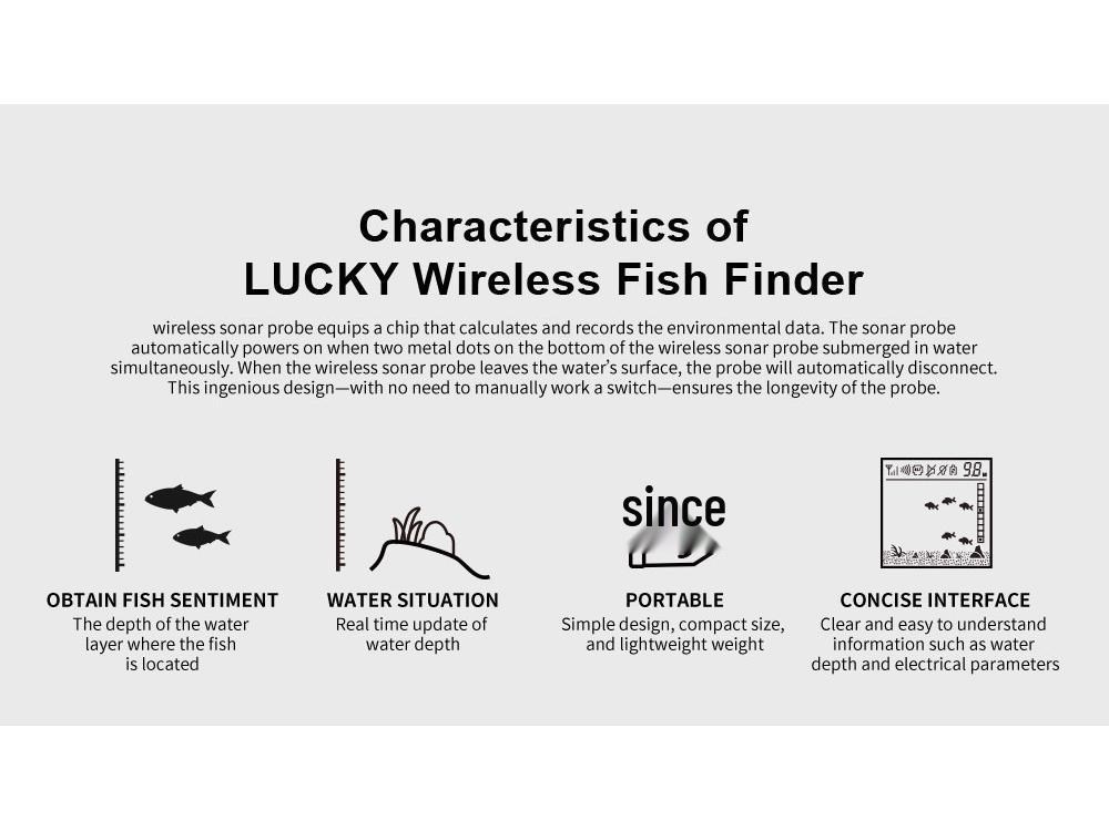 Lucky Portable Sonar Fish Finder & Wireless Depth Detector - FFCW1108-1