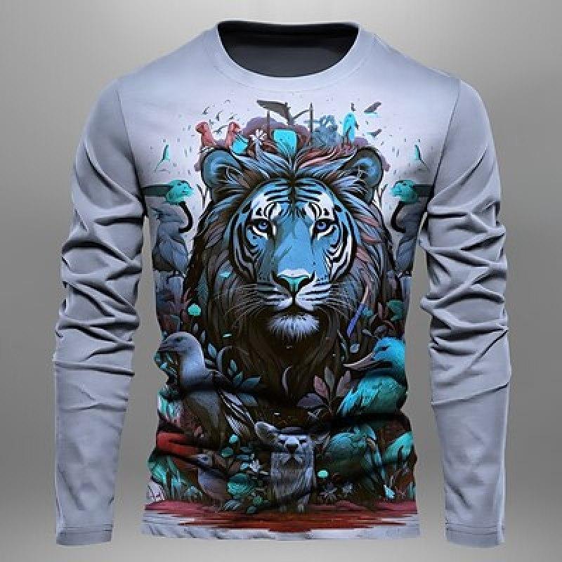 Graphic Tiger Fashion Designer Casual Men's 3D Print T shirt Tee Sports Outdoor Holiday Going out T shirt Long Sleeve Crew Neck Shirt