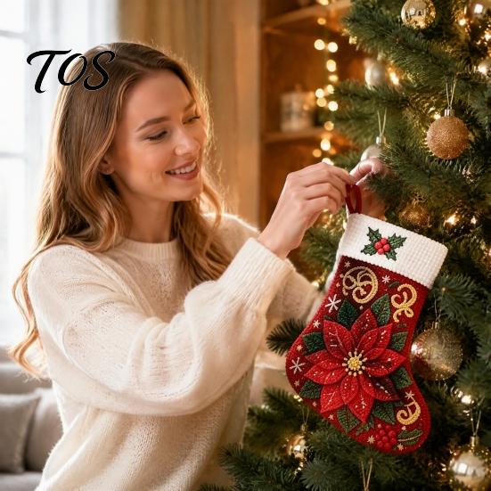 Parent Child Crafting Kits DIY Rhinestone Painting Christmas Stocking Kit, 6 Festive Patterns Crafts with Resin Handmade Gifts for Friends Drills And