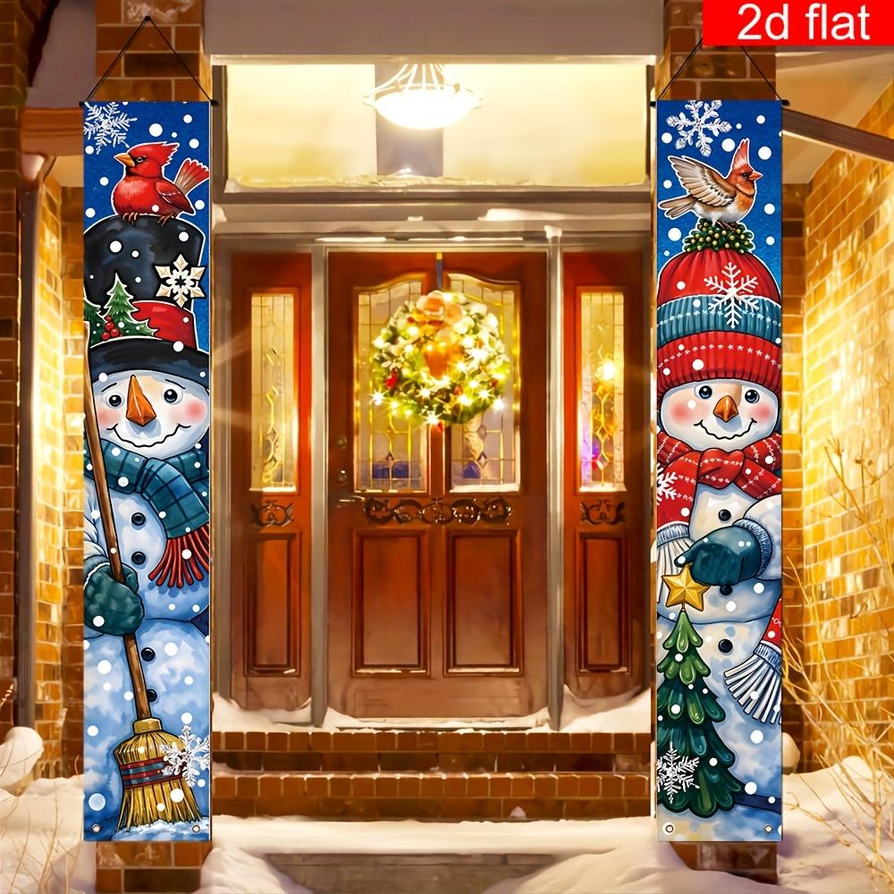 Merry Christmas Couplet Banner Snowman 1 Pair Polyester Indoor Outdoor Decor