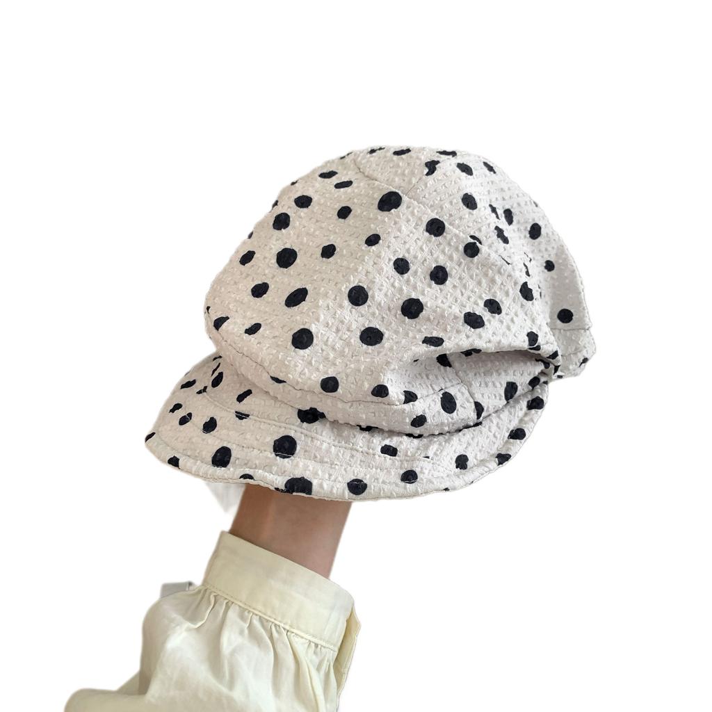 Spring and Autumn Bubble Polka Dot Design Sense Polka Dot Newsboy Hat Children Show Small Face Big Head Circumference Forward Hat Painter Hat