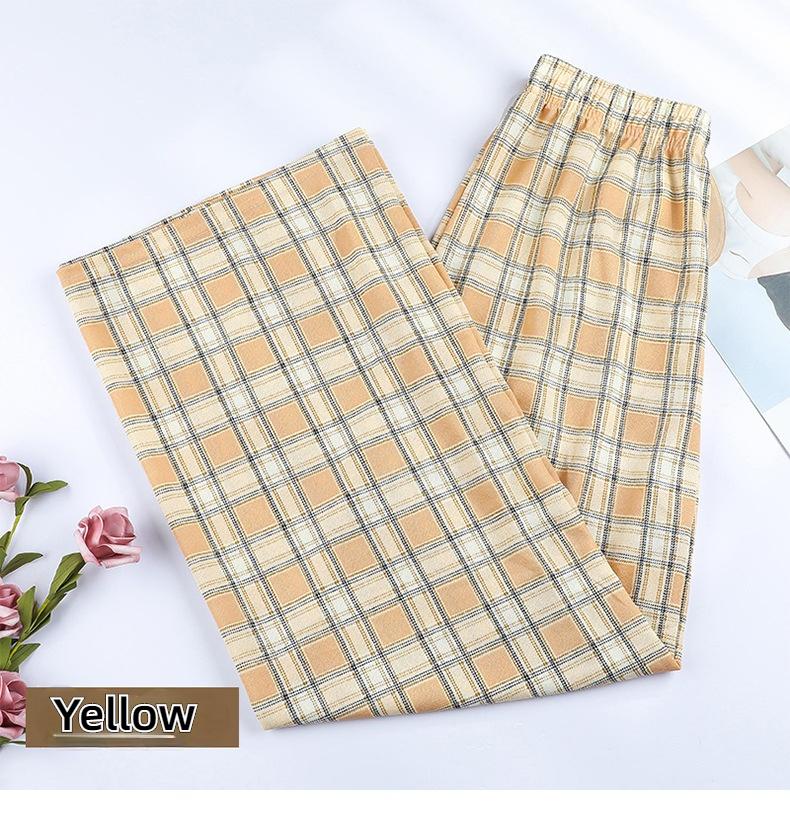 Vintage Plaid Women Pants High Waist Wide Leg Straight Pant Loose Casual Female Trousers Wide Leg Pant Fashion Streetwear