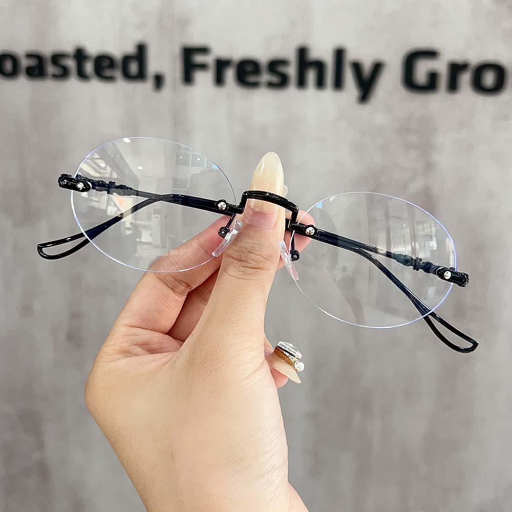 

Овальные очки без рамки, женские, анти-синий свет, ретро, металлическая оправа, модные, удобные, защитные очки для глаз чёрный