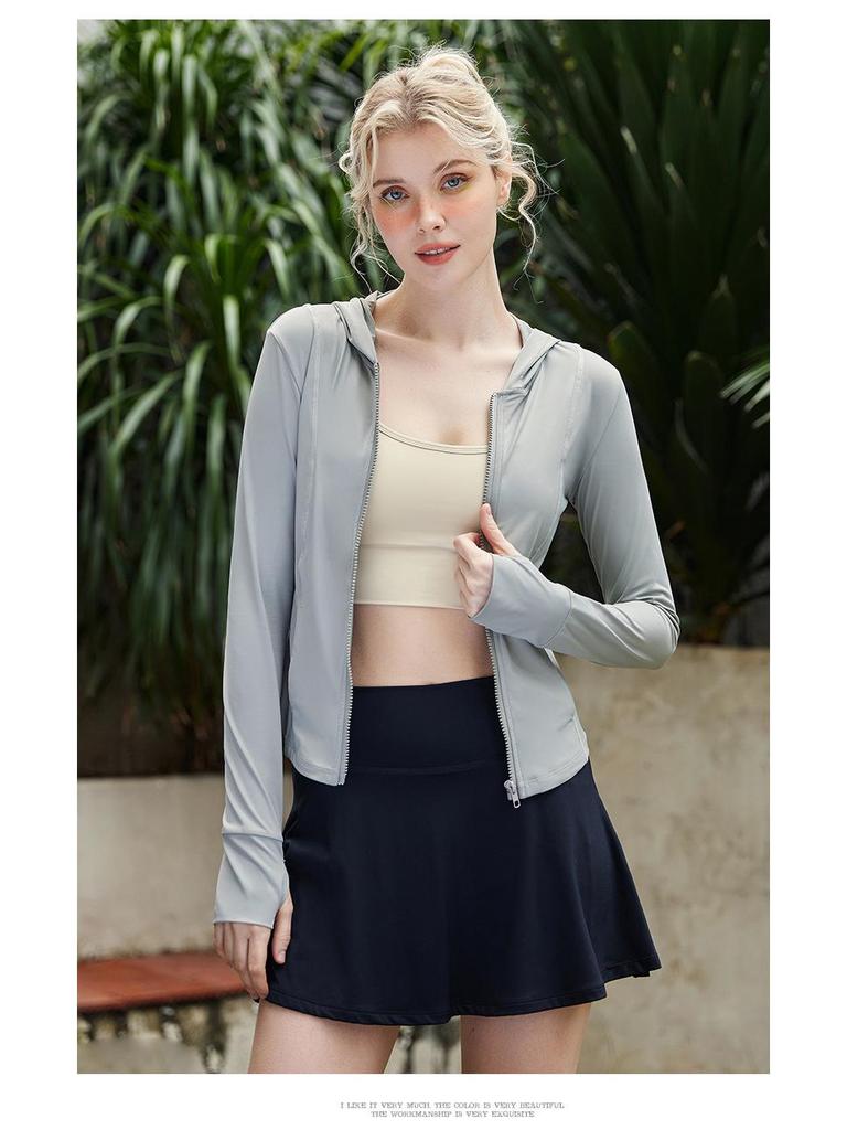 Women's UPF50+ Ice Silk Hooded Sunscreen Jacket - Summer Sports Outdoor Anti-UV Protection Top