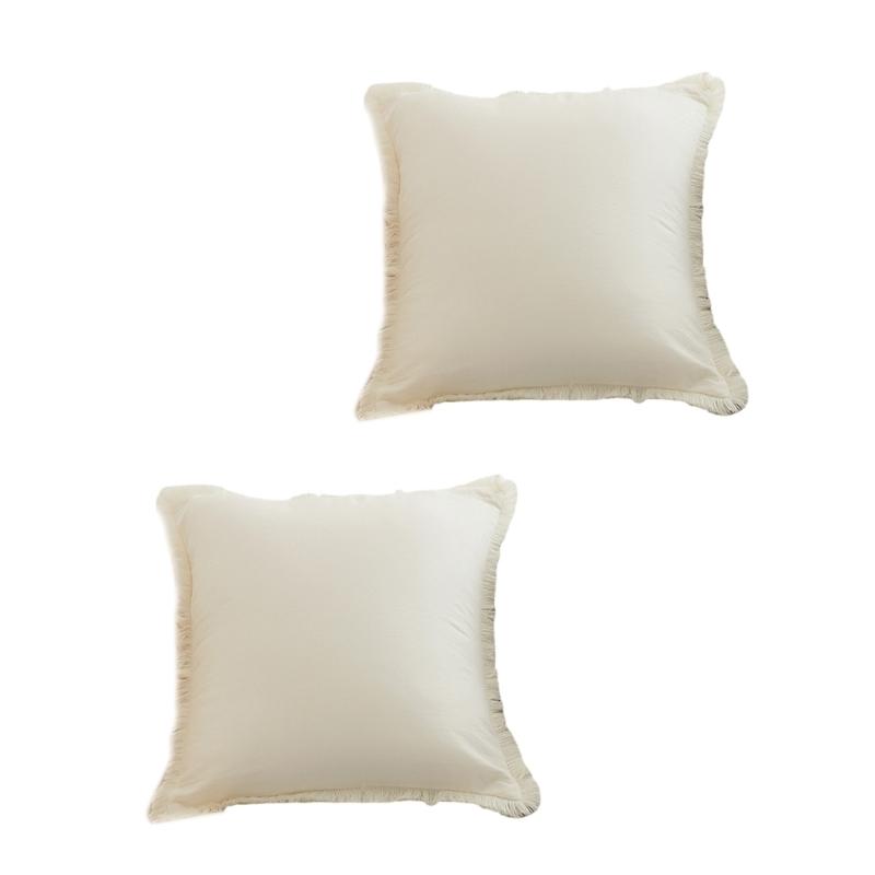 Solid Color Velvets Throw Pillow Case with Tassels Trim Bohemians Style for Living Room Decoration 18x18