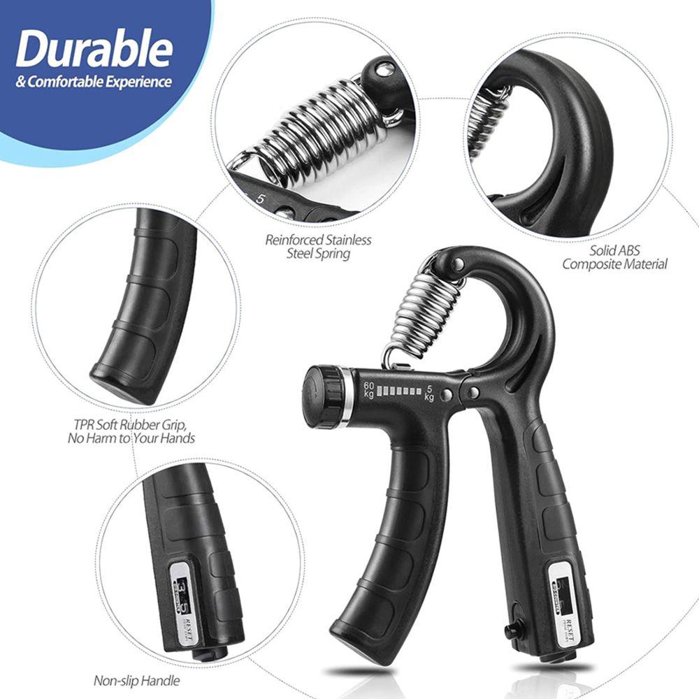 Grip Strength Trainer With Counter Hand Grip Strengthener With Adjustable Resistance 11-132 Lbs (5-60Kg) Forearm Strengthener
