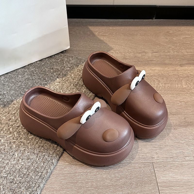 2025 spring and summer cute puppy thick bottom height stepping on shit feeling bag head half slippers women's fashion comfortable versatile cool slipp