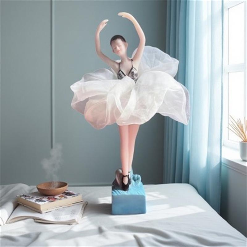 Resin Ballerina Angel Figurine Home Decor Table Centerpiece Ornament For Girls Women Birthday Gift Romantic Nursery Display
