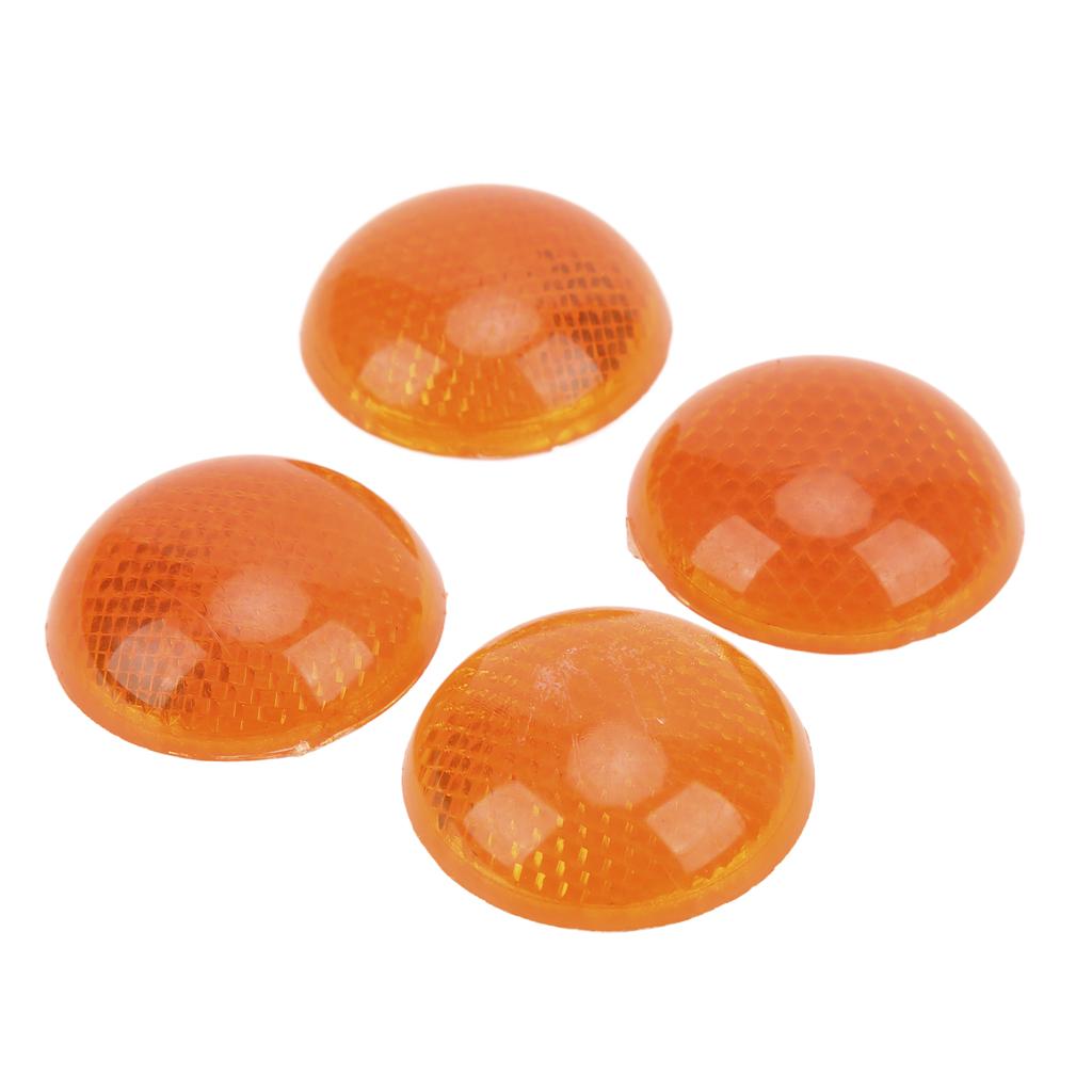 4Pcs Set 1.65in Orange Round Reflector Reflective Sticker High Visibility Warning Weatherproof for Motorcycle Car Truck