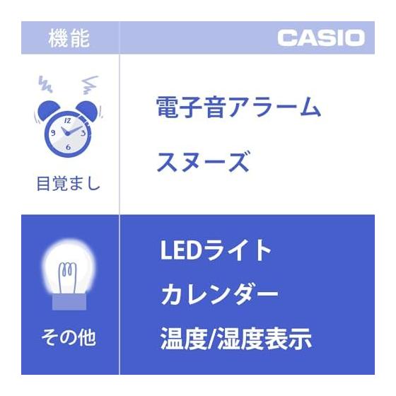 Réveil CASIO Radio-réveil Température Humidité Date Jour de la semaine Son électronique Alarme Snooze Lumière Argent DQD-851J-8JF