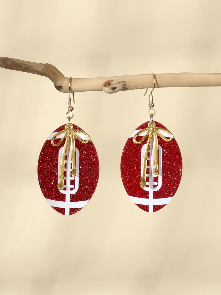 Super Bowl Style Acrylic Rugby Bowknot Women's Dangle Earrings