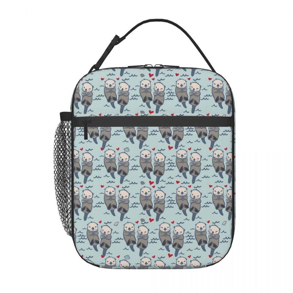 Süßer Otter im Wasser Muster Isolierte Lunchtasche für Damen Büro Kühlertasche Thermische Lebensmittelbox Tragbare Lunchboxen Behälter