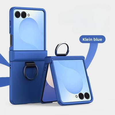 Husă dură cu senzație de piele pentru Samsung Galaxy Z Flip 7 FE 6 5 4 3 ZFlip7 cu husă protectoare cu balama inelară