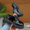 Chunky Platform Oxford Shoes for Women 2025 Fashion Black Patent Leather Dress Shoes Woman Thick Bottom Non Slip Vulcanize Shoes