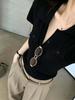 Old Money Style Temperament V-neck Knitted Short-sleeved T-shirt Women's Summer New Slim-fitting and Thin Polo Shirt Front Shoulder Top