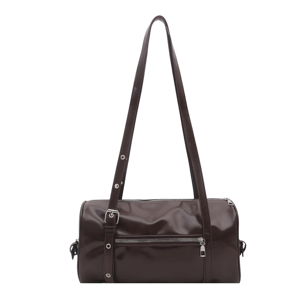Large capacity pillow bag retro oily leather bag women's versatile simple shoulder bag Boston commuter handbag
