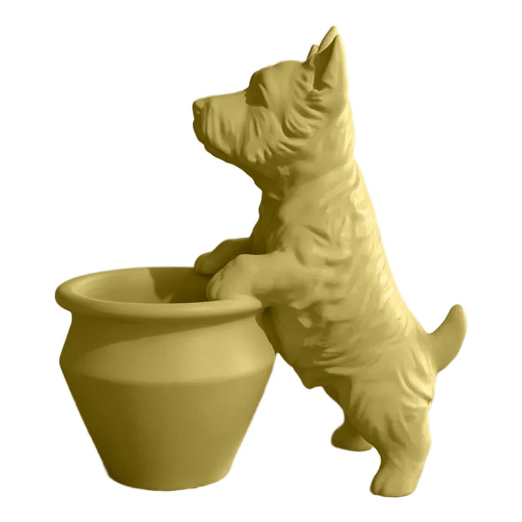 18CM West Highland Terrier Dog Planter Decorative Resin Flower Pot Holder Indoor Outdoor Garden Accent with Detailed Figurine Design
