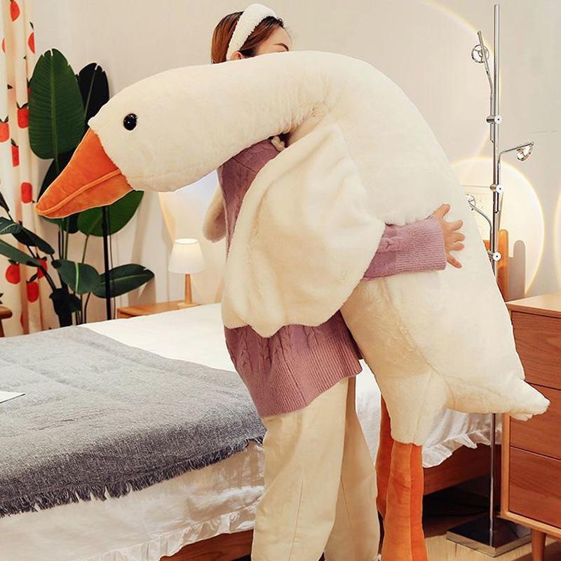 Büyük Beyaz Kaz Yastık Peluş Oyuncak Bebek Büyük Kaz Bebek Çocuklar Uyku Yatıştırıcı Bez Bebek Doğum Günü Hediyesi