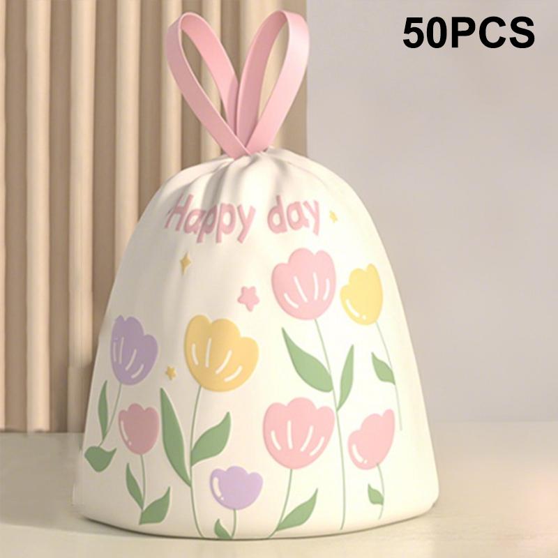 

Печатный Утолщенный Портативный Мусорный Пакет Мультяшный Для Дома Кухни Ванной Комнаты Одноразовый Мусорный Пакет на Завязках 50PCS