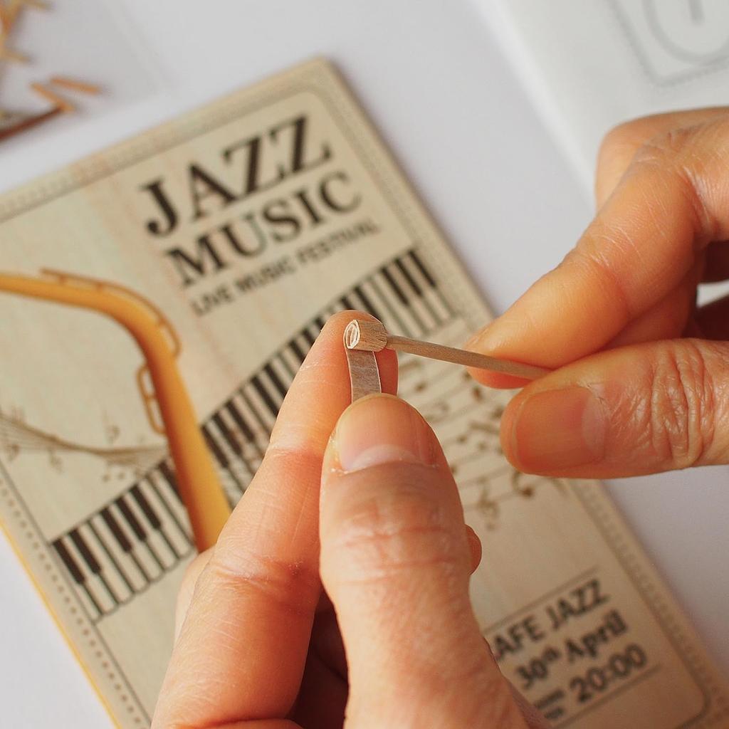 KINOWA "Saxophone" Wood-Paper-Art Original Handmade Quilling Kit, Musical Instrument, Made in Japan