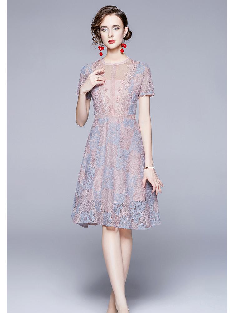 

Новое повседневное летнее тонкое короткое женское платье с цветочным принтом, шифоновый пуловер с круглым вырезом, женские платья до середины икры с высокой талией