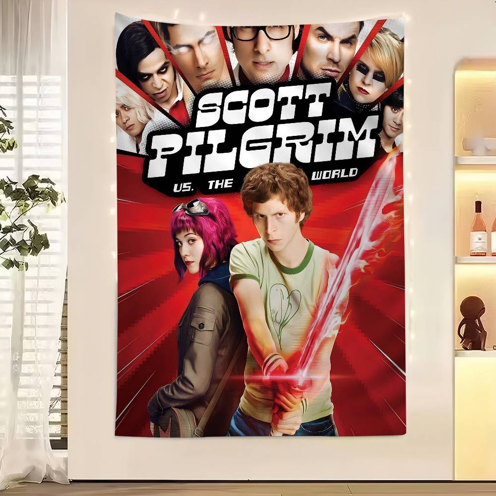 Vintage Film Scott Pilgrim VS The World Buntes Wandbehang Wandbehang Tarot Hippie Wandteppiche Schlafsaal Wandkunst Dekor