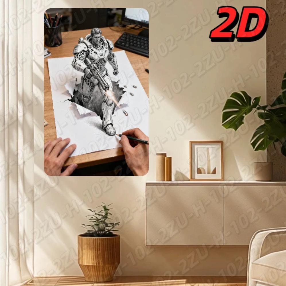 Trussardi 3D Metal Wall Art Sci-Fi Warrior Sculpture Mechanical Soldier Home Decor 20x30cm