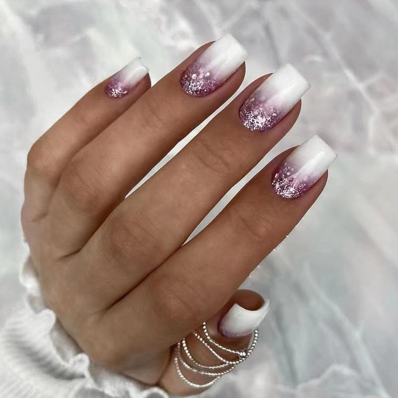 24Pcs Love Ballerina Press On Nails Set Full Cover Artificial Fake Nails Professional Adhesive Free False Nail Art