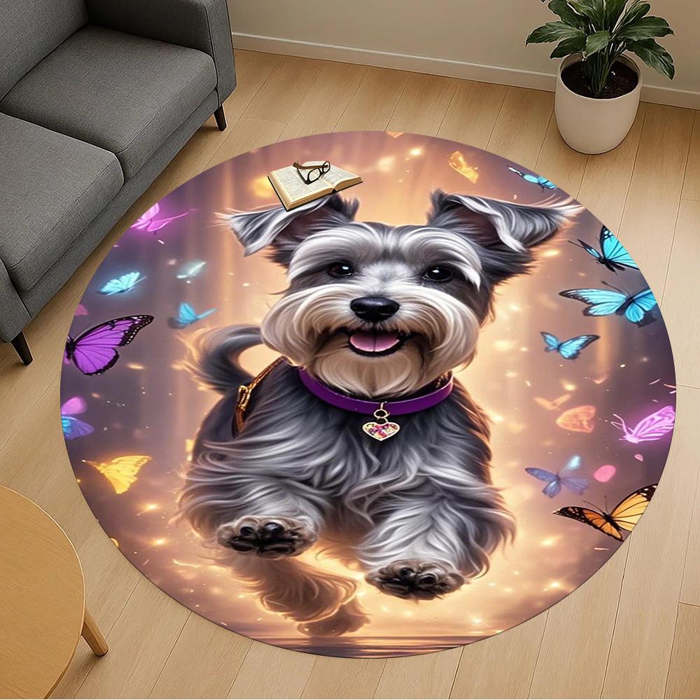 1PC Butterfly, Dog, Fantasy Round Chair mat Area Rug - Non-Slip, Floor Mat for Office, Bedroom, home decor Christmas Gift c0528090