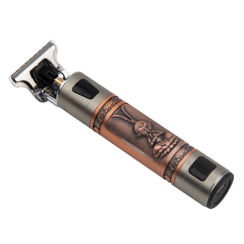 T9 Digital Display Skull Head Hair Clipper: USB Rechargeable, Zinc Alloy Trimmer for Precision Shaving and Carving.