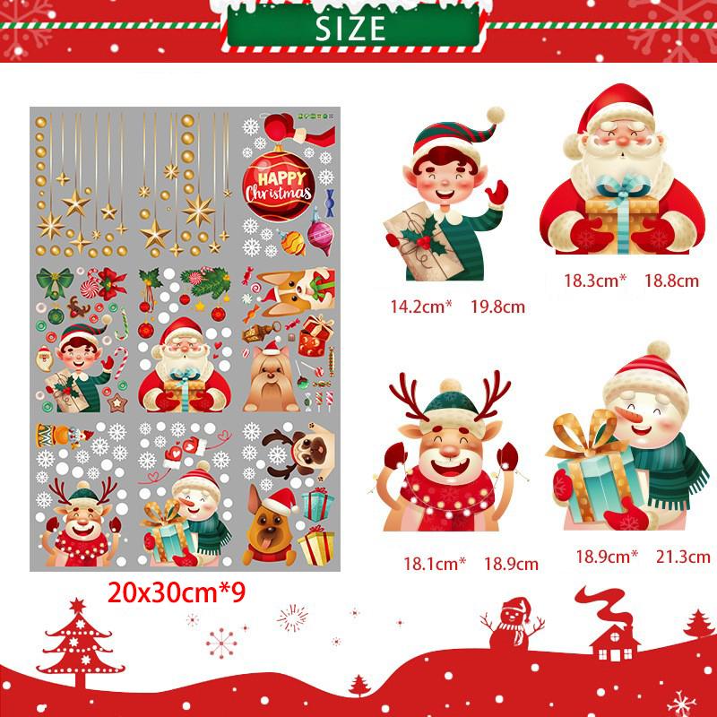 

Креативные рождественские наклейки на окна 3D статические Санта Клаус подарочная коробка снежинка домашний декор праздничные наклейки на стекло для праздника as pic