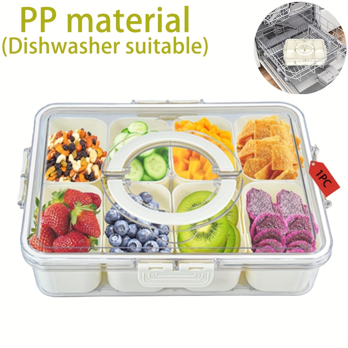 

1 шт. Портативный контейнер для перекуса, ланч-бокс с крышкой и ручкой, разделительный поднос для хранения перекусов, контейнер для еды для пикника, контейнер для свежести для холодильника