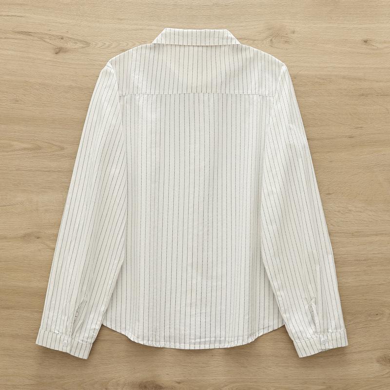 Autumn Women Striped Shirts Long Sleeve Cotton Blouses Turn Down Collar Office Lady Tops Casual Female Clothes