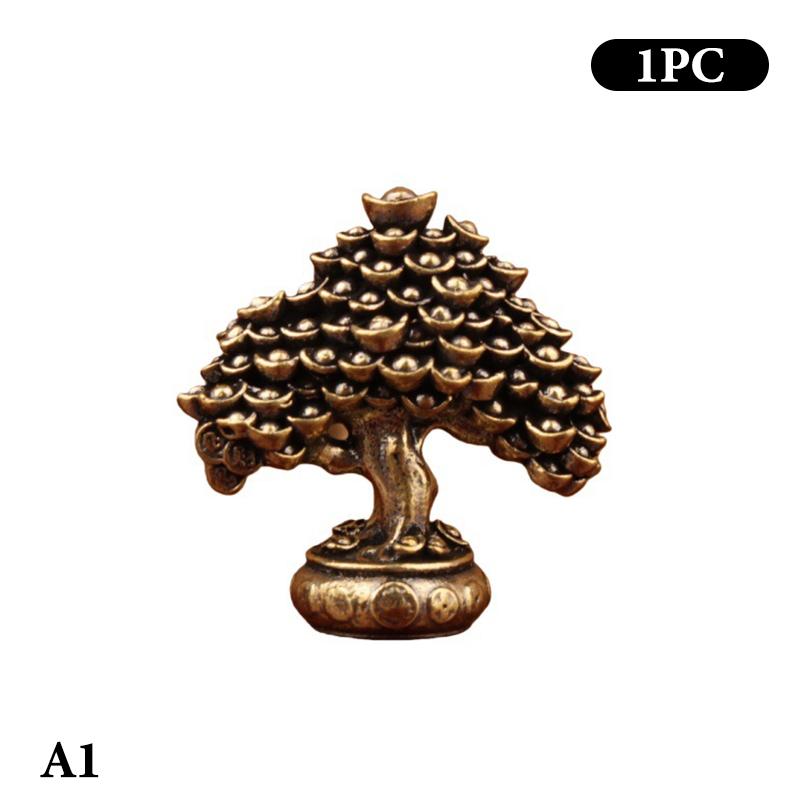 Brass Chinese Wealth Tree Feng Shui Figurines Money Tree Statue Fortune Housewarming Gift Home Office Decor Desktop Ornament