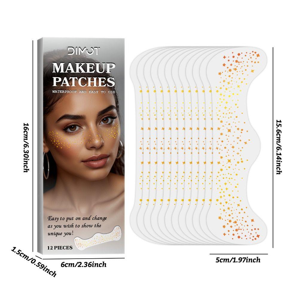 12 Pcs Waterproof Glitter Freckles Face Tattoo Glitter Face Glitter Speckles Patches  for Women