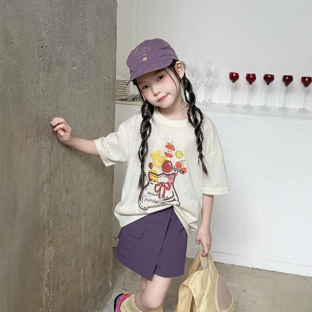 Girls' Korean Style Lightweight Cotton Cartoon T-Shirt