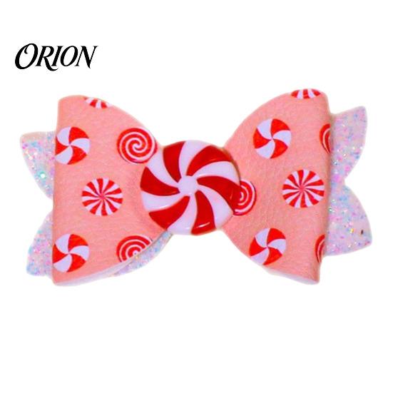 Toddler Girl Holiday Hair Pins Christmas Candies Bow Clip for Women Girls, Sweet Glitter Hairpins, Artificial Leather Cute Barrettes Clip, Pink