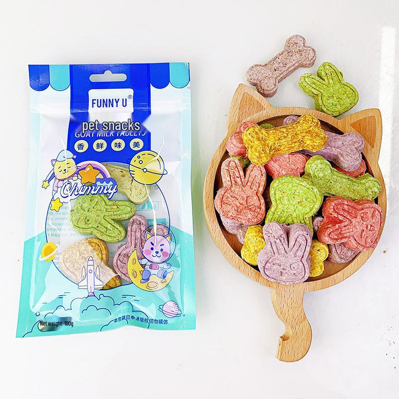 Dog Teething Cleaning Biscuits - Multi-Flavor (Chicken, Beef, Calcium, Milk), Deodorizing Mini Buns, 100g
