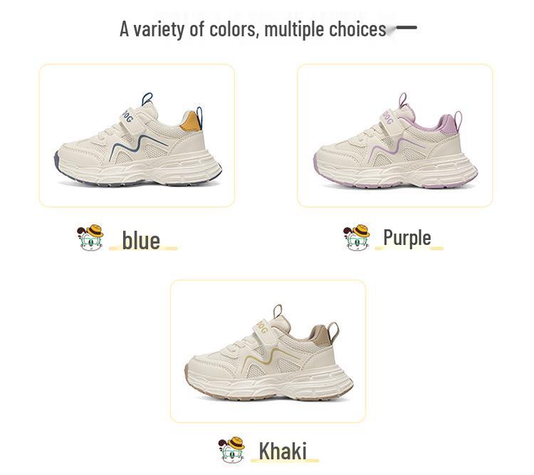 Babudou Spring Breathable Mesh Sports Shoes for Girls, Ages 6-12