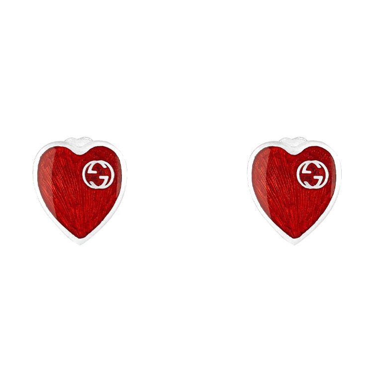 Gucci Double G Series Interlocking Double G Enamel Heart Stud Earrings Women earrings Red 645547-J8410-8166 Dust Bag+Box (Random Color)