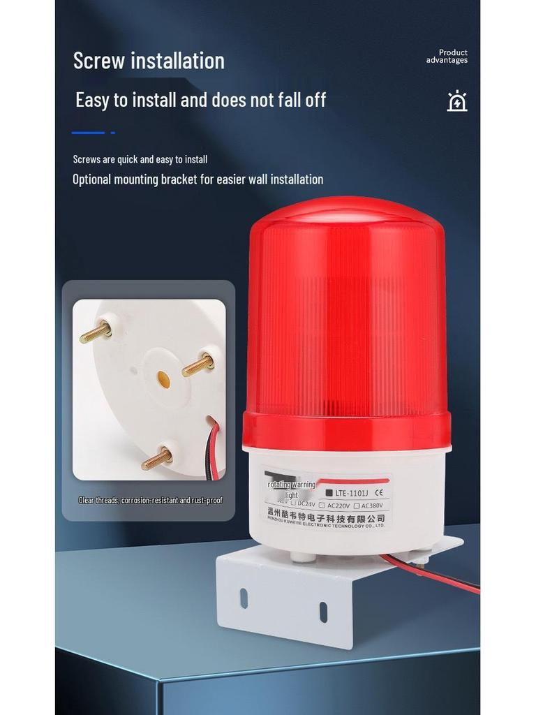 LED-1101J 220V Alarm Strobe Light: High-Decibel Sound & Light Signal, Flashing Rotating Warning Lamp
