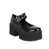 One-word buckle Mary Jane new British retro round head muffin shoes sequined single shoes Japanese platform  shoes