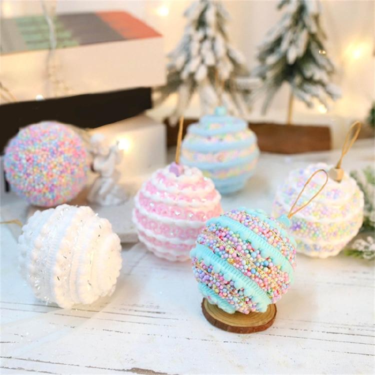 3Pcs Macaron Color Foam Sphere Pendant Christmas Tree Accessories Suitable For Family Or Retail Space Decoration